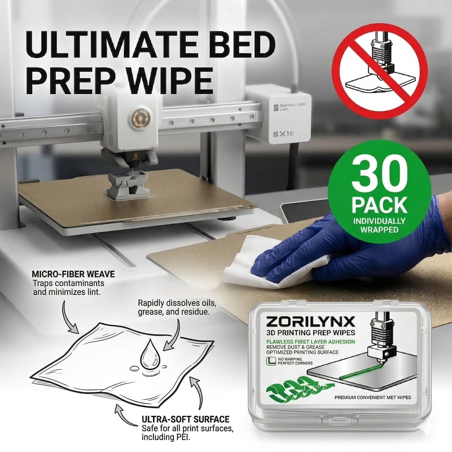 Pei Sheet - 3D Printer Bed Cleaning Wipes ZORILYNX