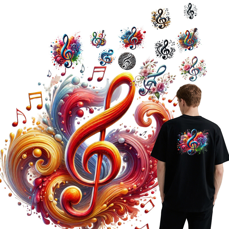 3D Printing On Fabric - Color music symbols heat transfer printing