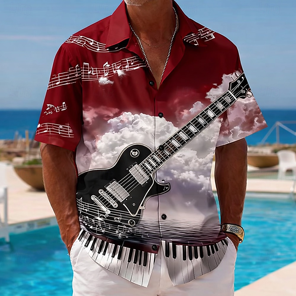 Men's Vintage Retro Music Fest - مراجعة 3D Printing Guitar وسعره