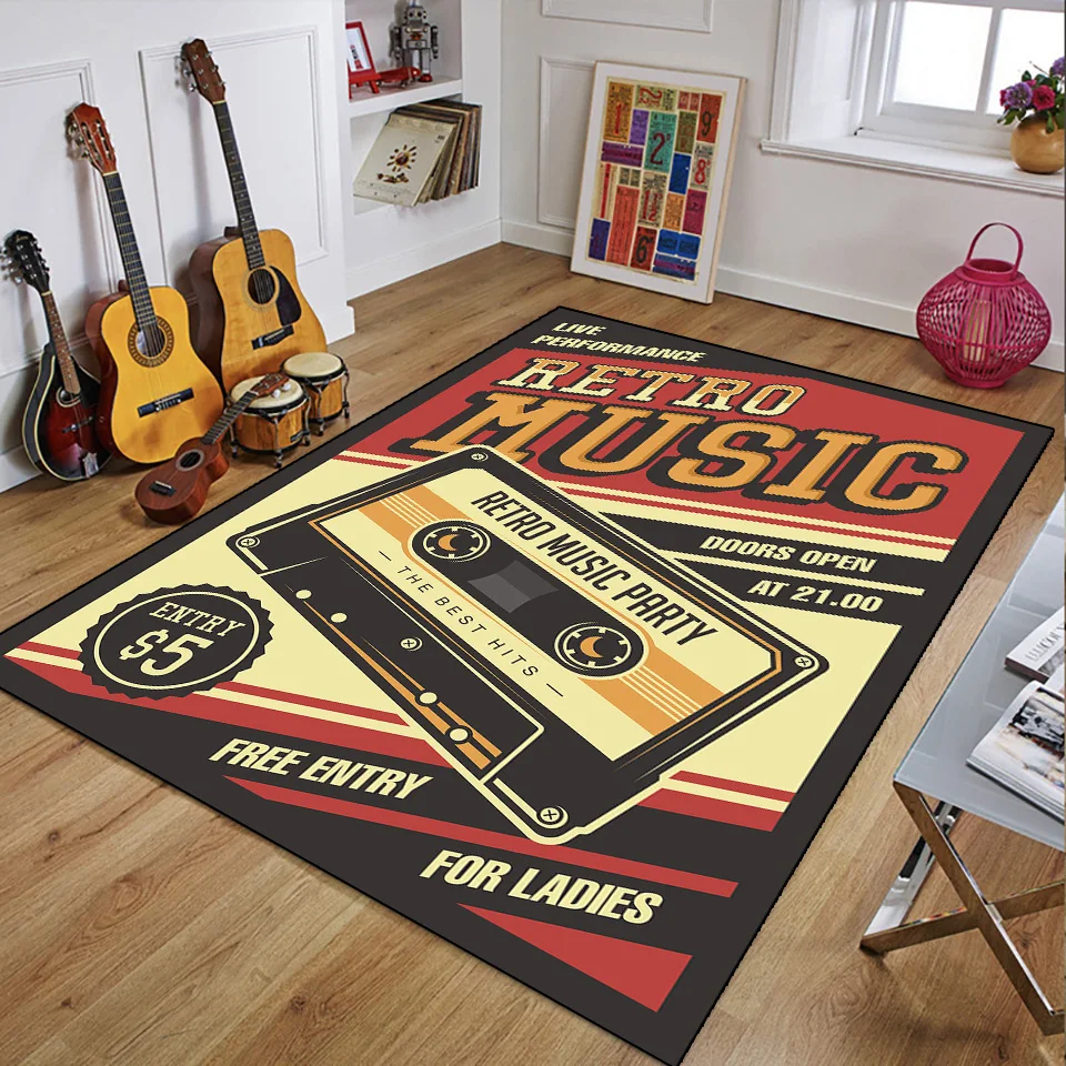 Retro Music Rugs for Bedroom D - مراجعة 3D Printing Guitar وسعره