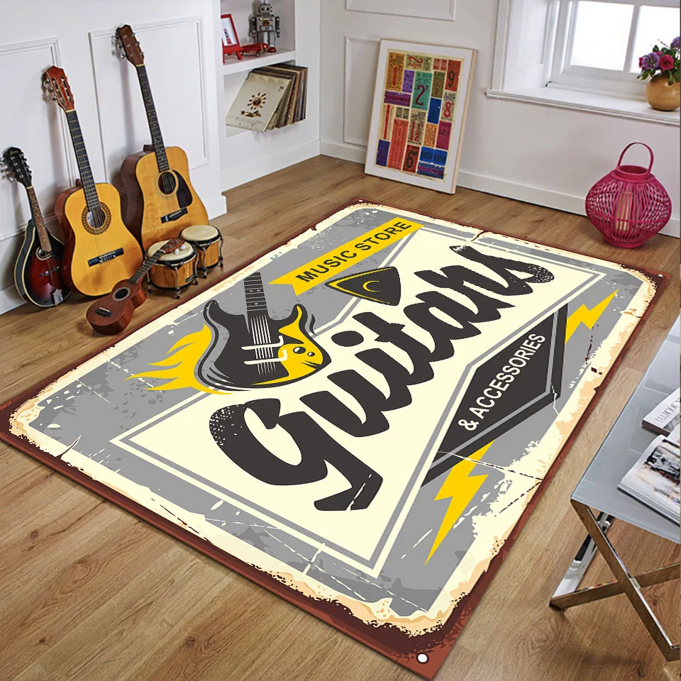Retro Music Rugs for Bedroom D - مراجعة 3D Printing Guitar وسعره
