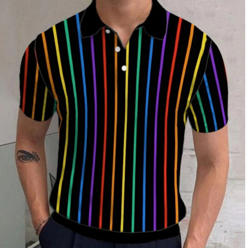 Men's Polo Shirt Gradient rain - مراجعة 3D Printing On Fabric وسعره