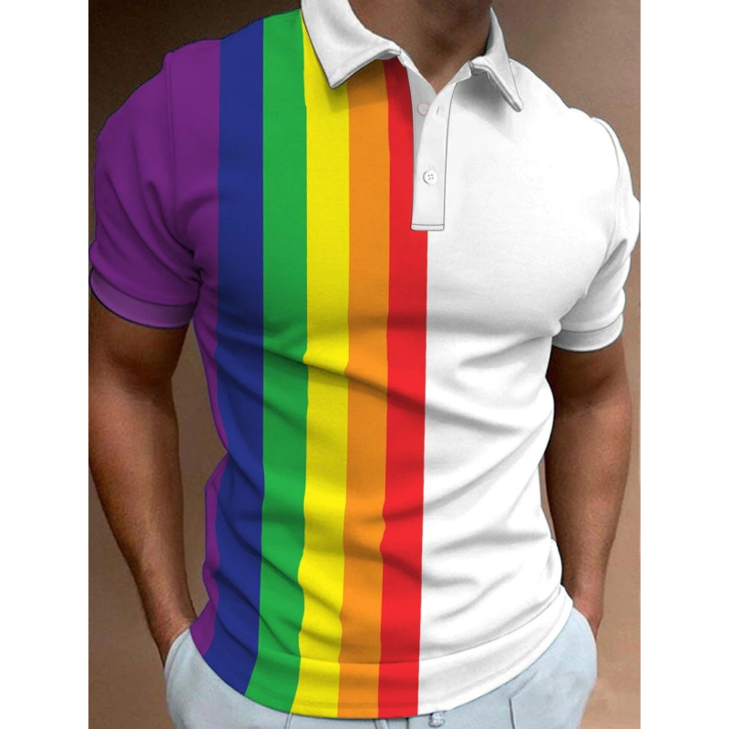 Men's Polo Shirt Gradient rain - مراجعة 3D Printing On Fabric وسعره