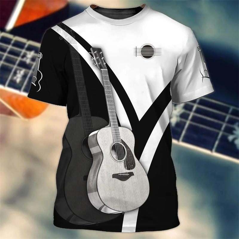 Fashion 3D Guitar Print T Shir - مراجعة 3D Printing Guitar وسعره