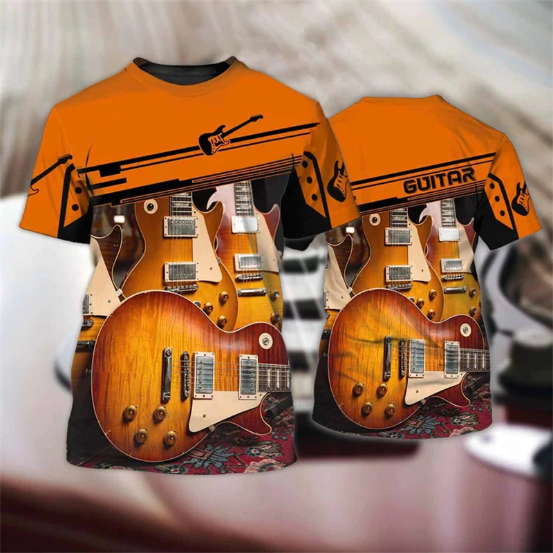 Fashion 3D Guitar Print T Shir - مراجعة 3D Printing Guitar وسعره