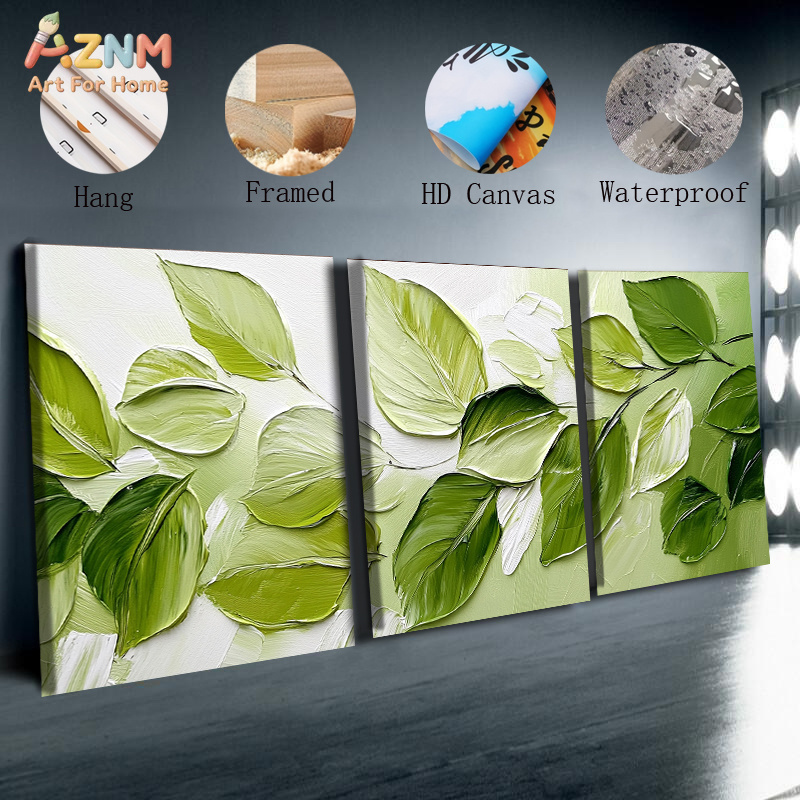AZNM 3D Textured Green Leaf Im - مراجعة 3D Printing Wall وسعره
