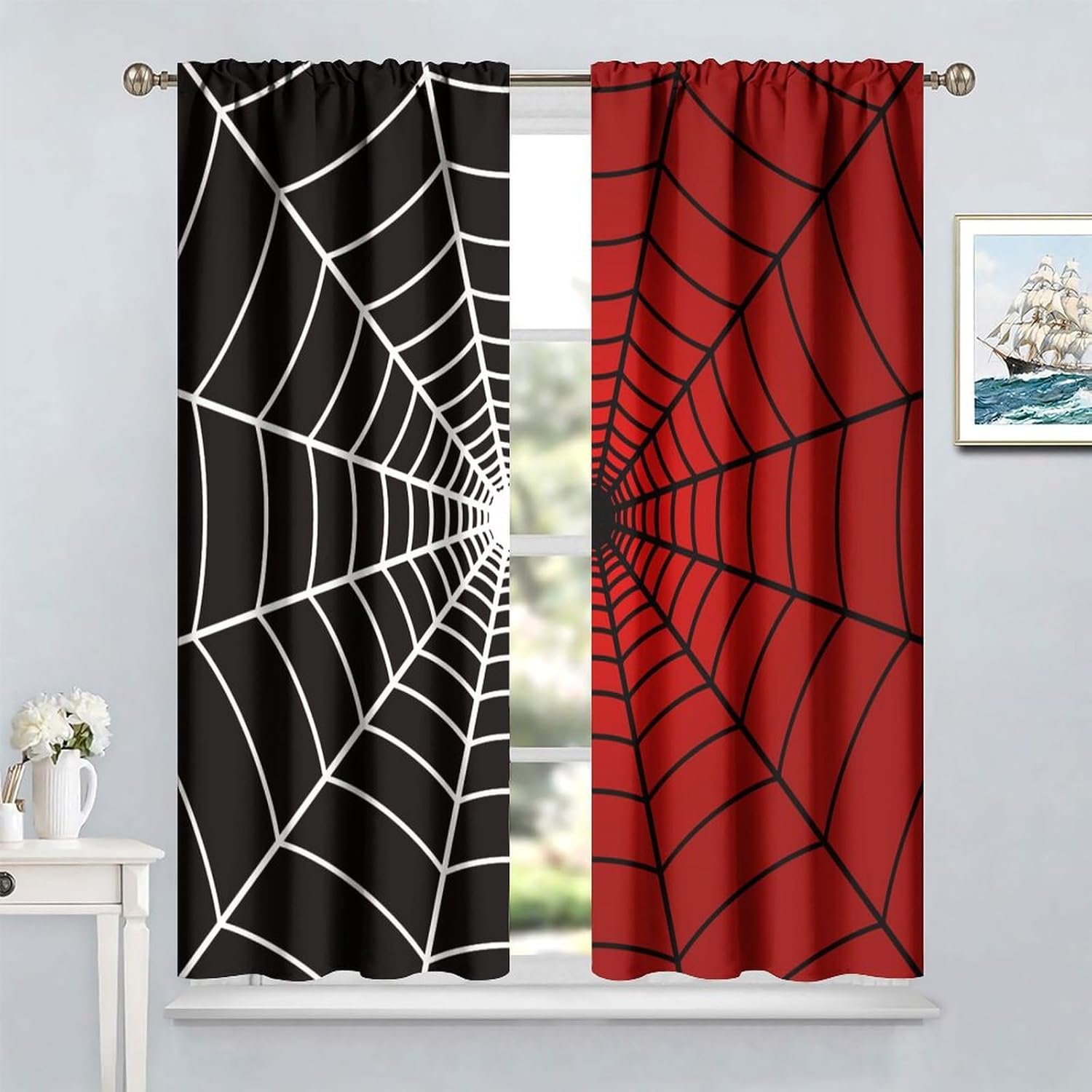 Spider Web Window Curtains, Bl - مراجعة 3D Printing Web وسعره
