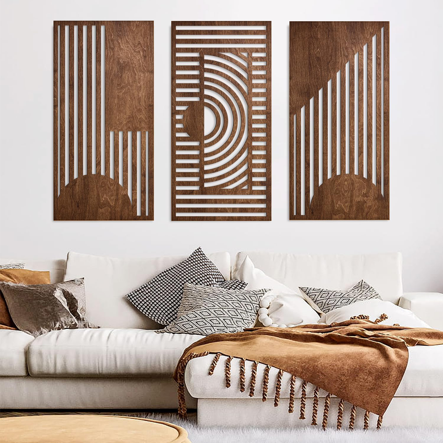3 Pcs Geometric Wood Wall Art  - مراجعة 3D Printing Wall وسعره