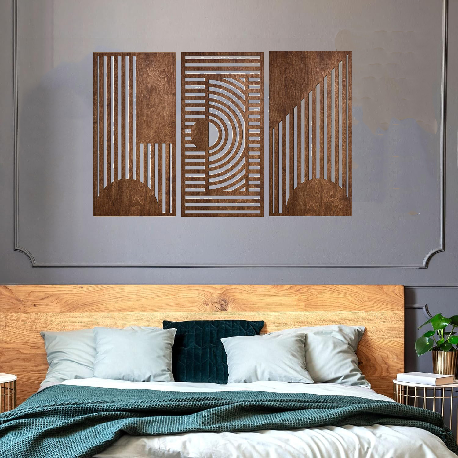 3 Pcs Geometric Wood Wall Art  - مراجعة 3D Printing Wall وسعره