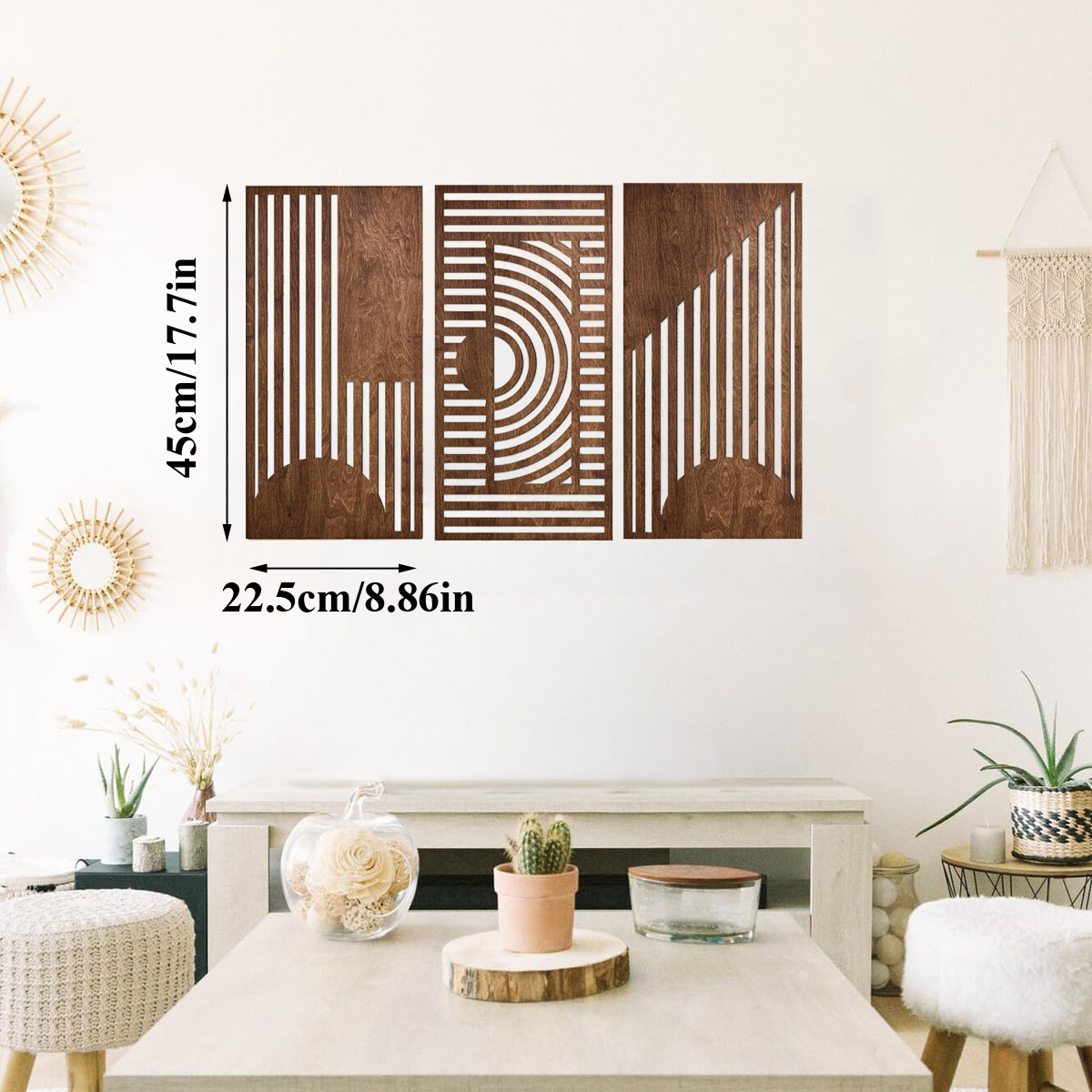 3 Pcs Geometric Wood Wall Art  - مراجعة 3D Printing Wall وسعره