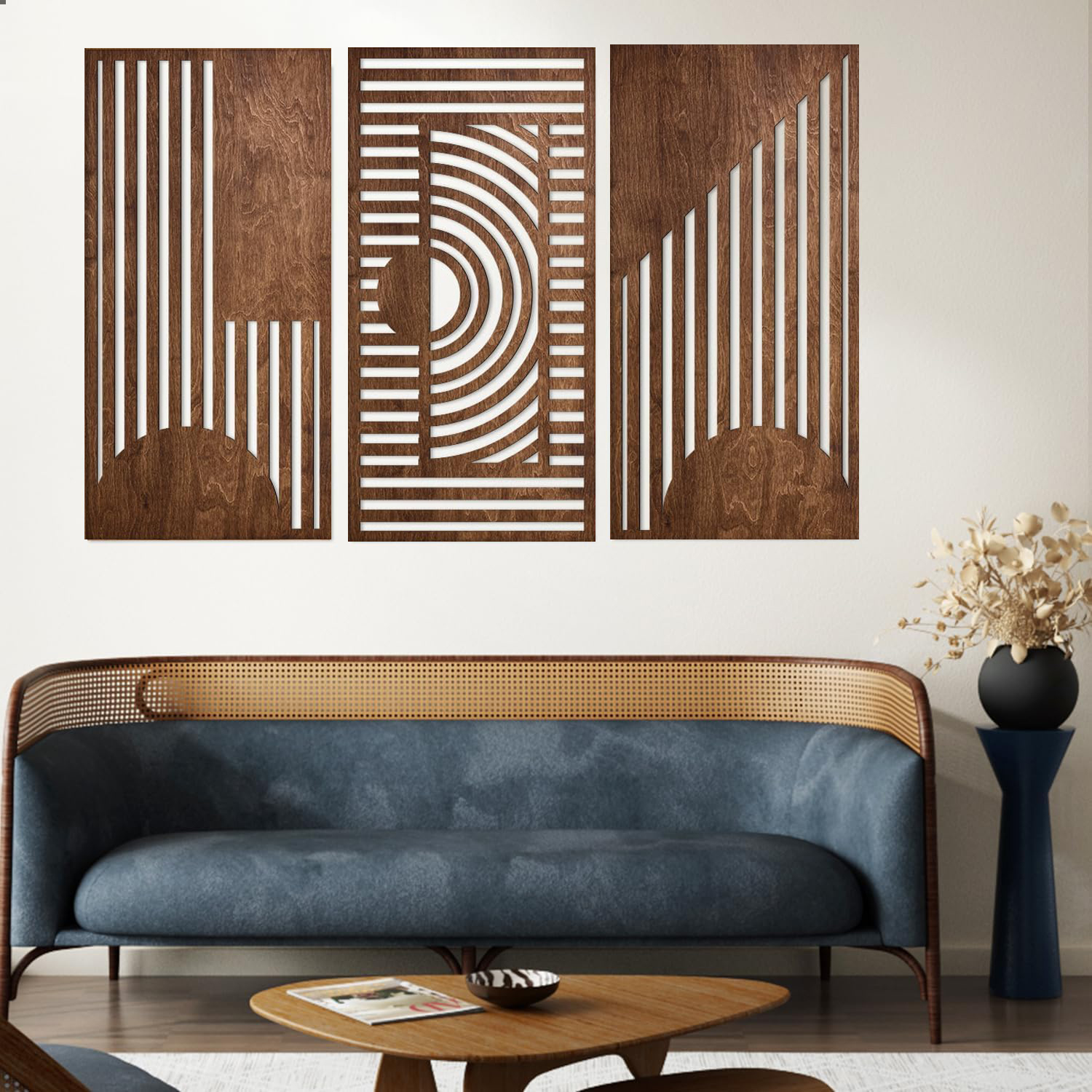 3 Pcs Geometric Wood Wall Art  - مراجعة 3D Printing Wall وسعره