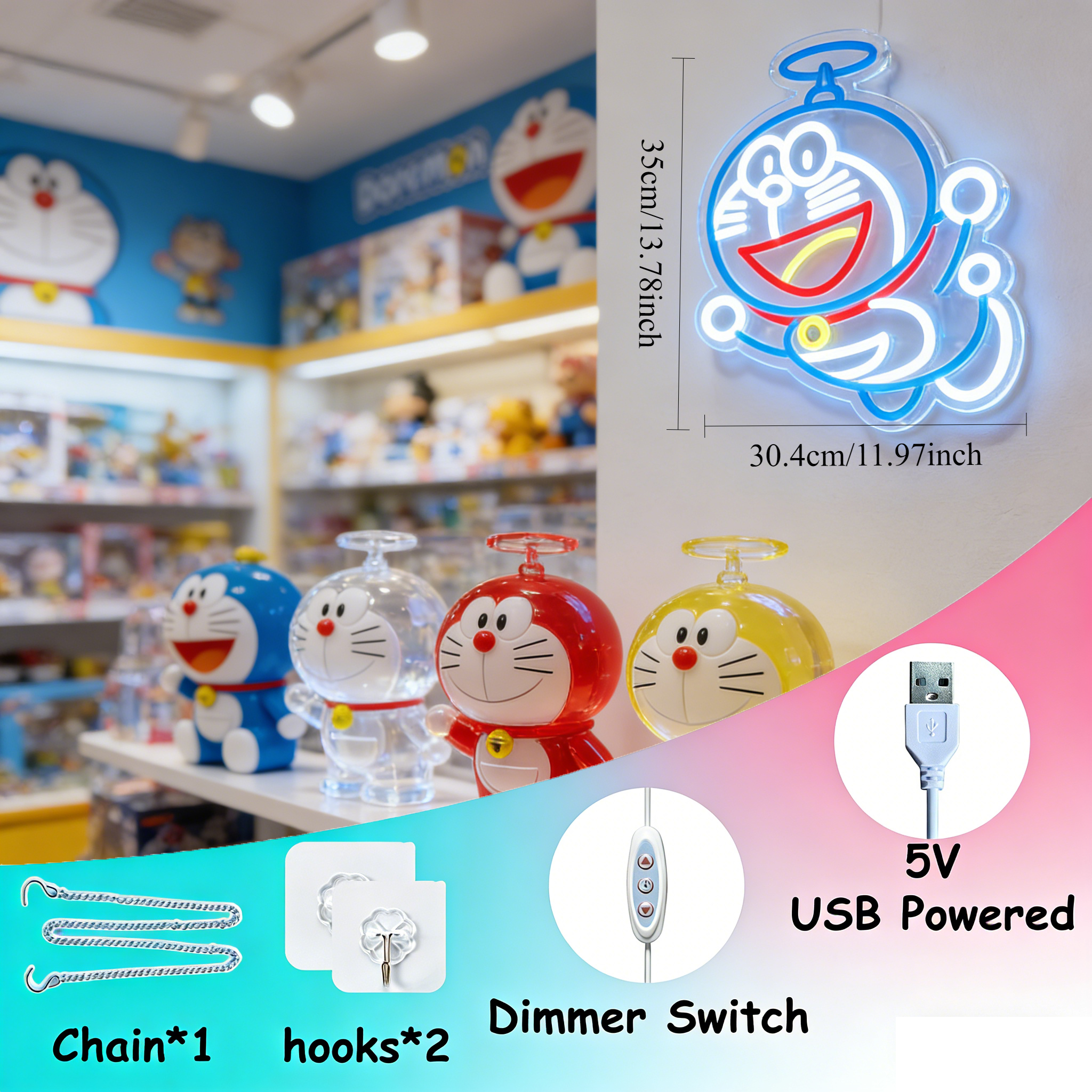 Doraemon Neon Sign LED USB Dim - مراجعة 3D Printing Lamp وسعره